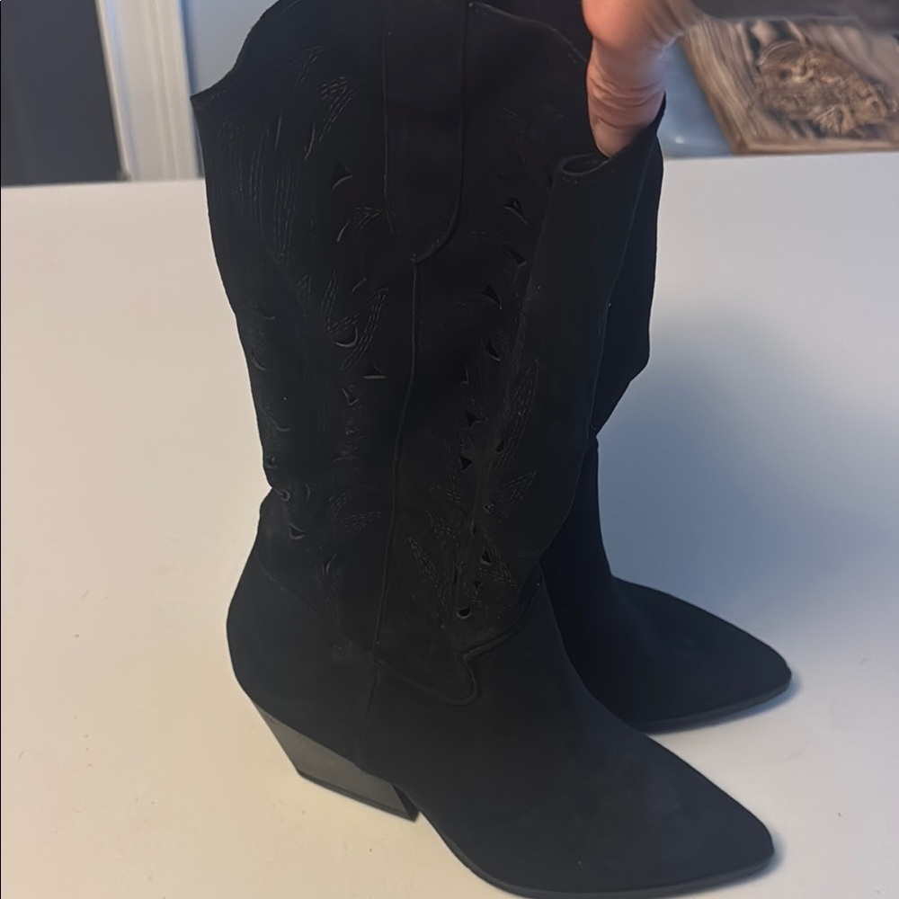 Black Suede Western Boots